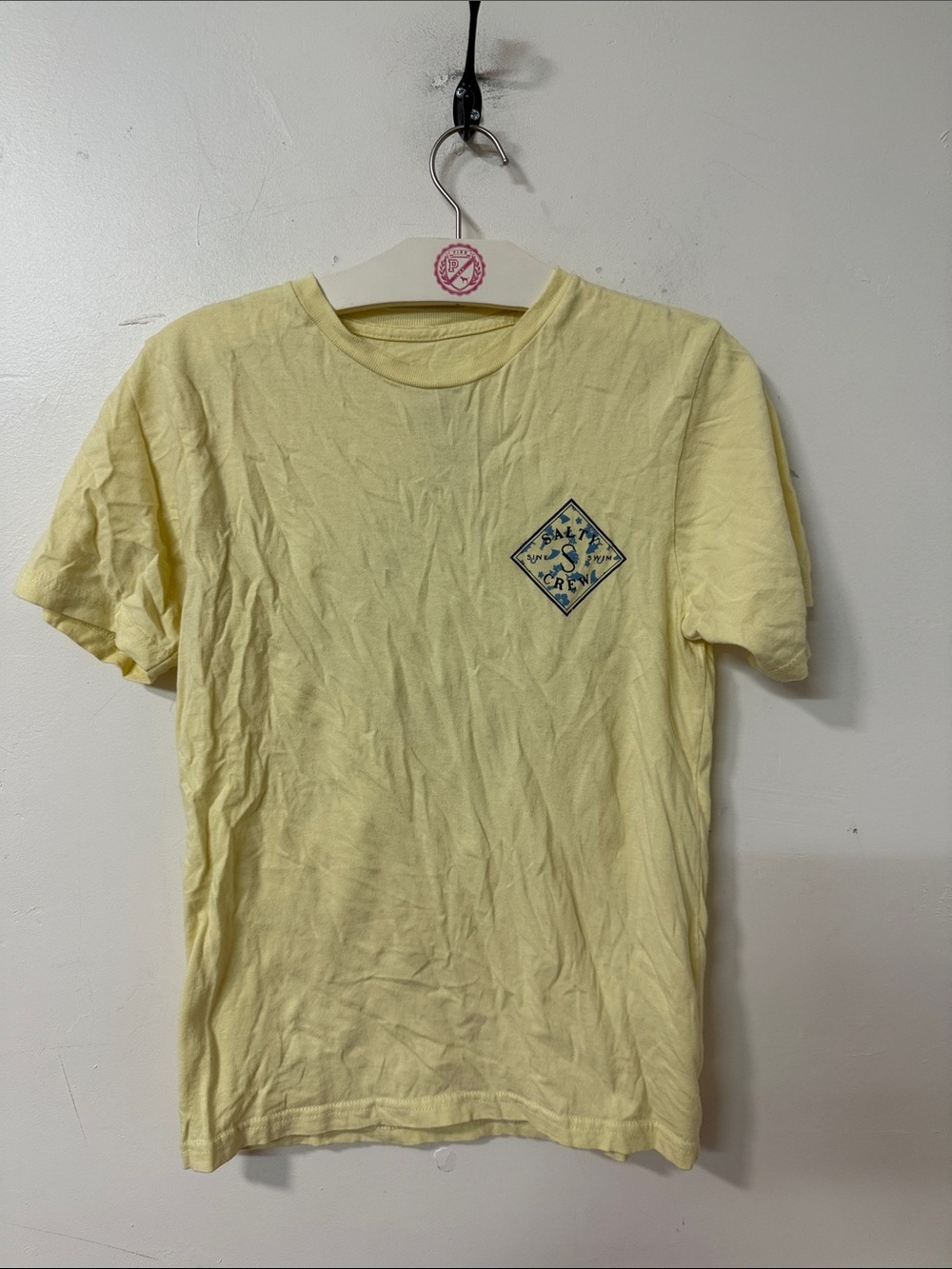 Salty Crew Pale Yellow Short Sleeve Tee with Chest Logo